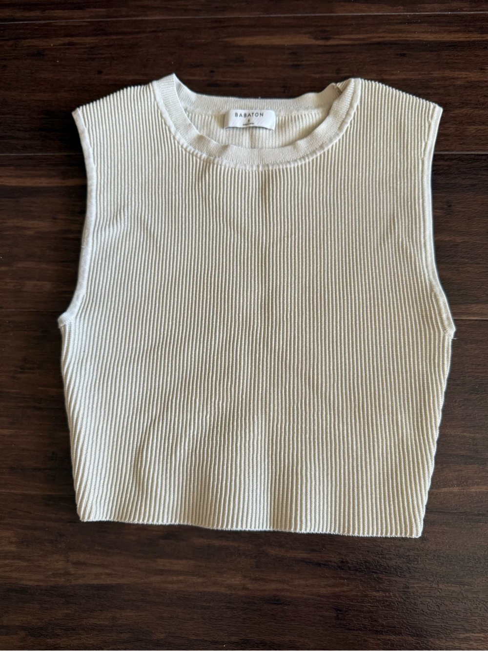 Babaton Cream Sculpt Knit Cropped Tank in size S